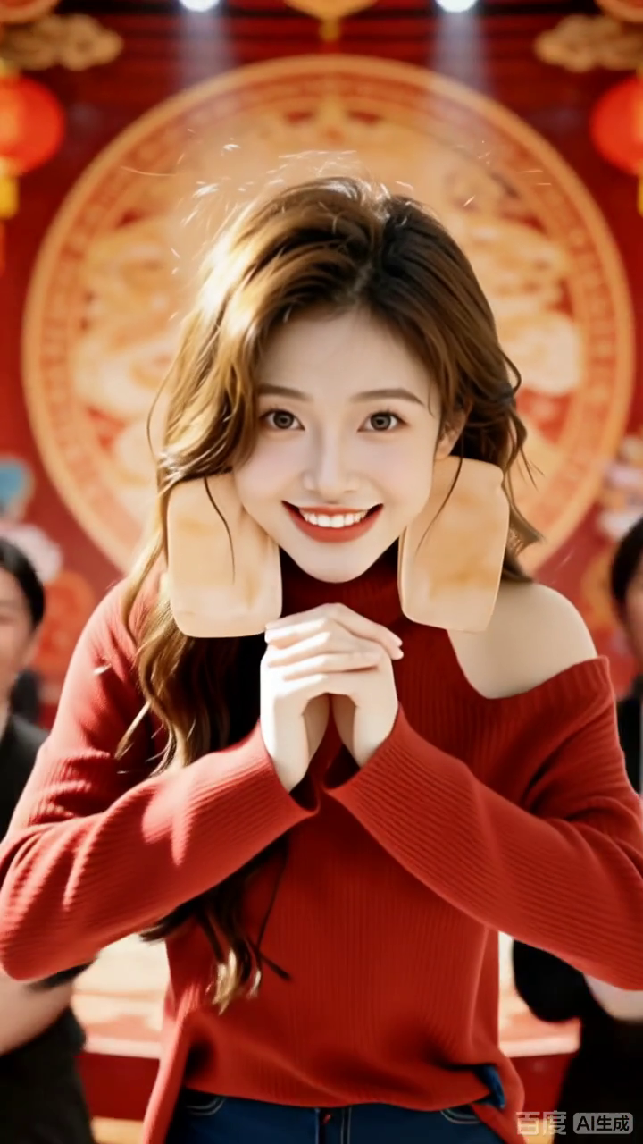 红装少女捏年糕