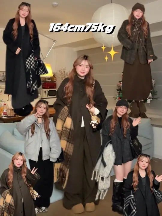 微胖女生的韩系氛围感呢子外套