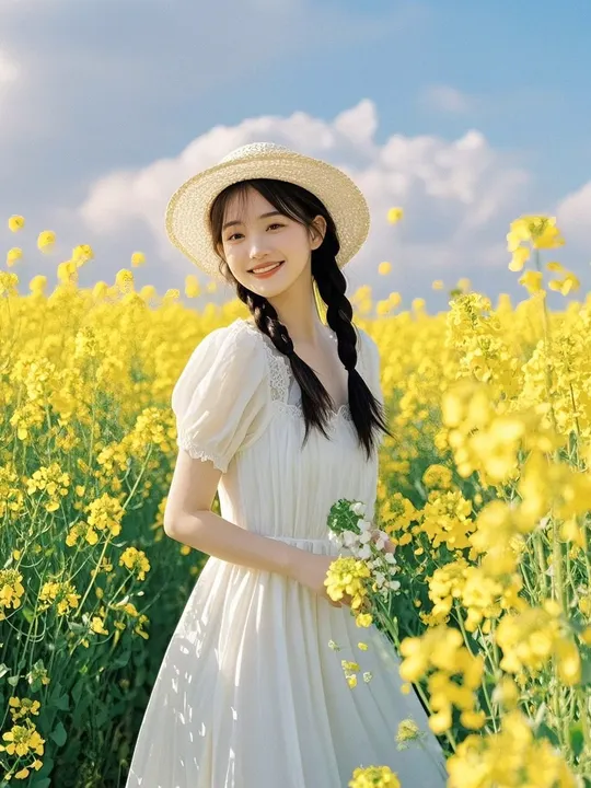 跟着三哥学油菜花地的波斯拍照姿势摄影教学