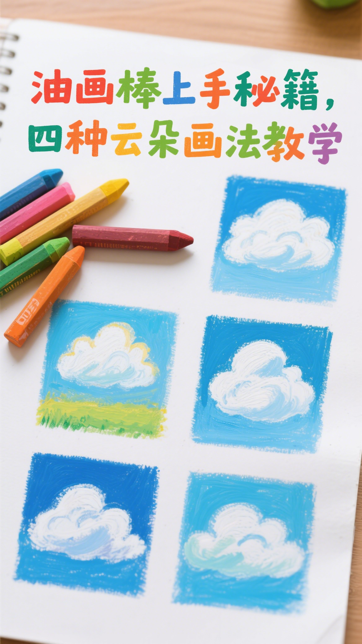 油画棒上手秘籍,四种云朵画法教学
