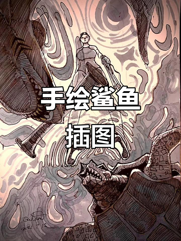 原创手绘插画:鲨鱼与海洋的奇妙故事