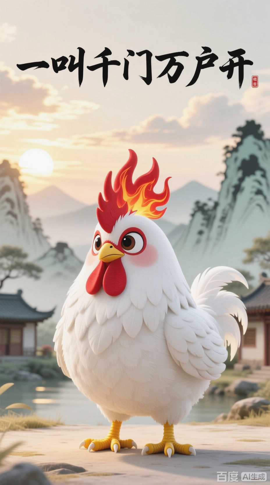 画鸡诗意，3D卡通呈现