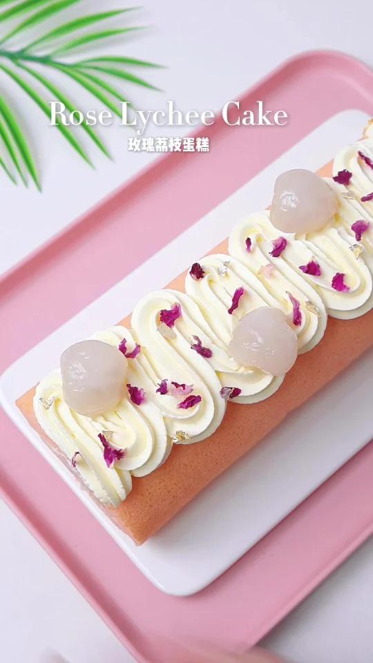 粉色暴击玫瑰荔枝蛋糕卷我的梦中情卷