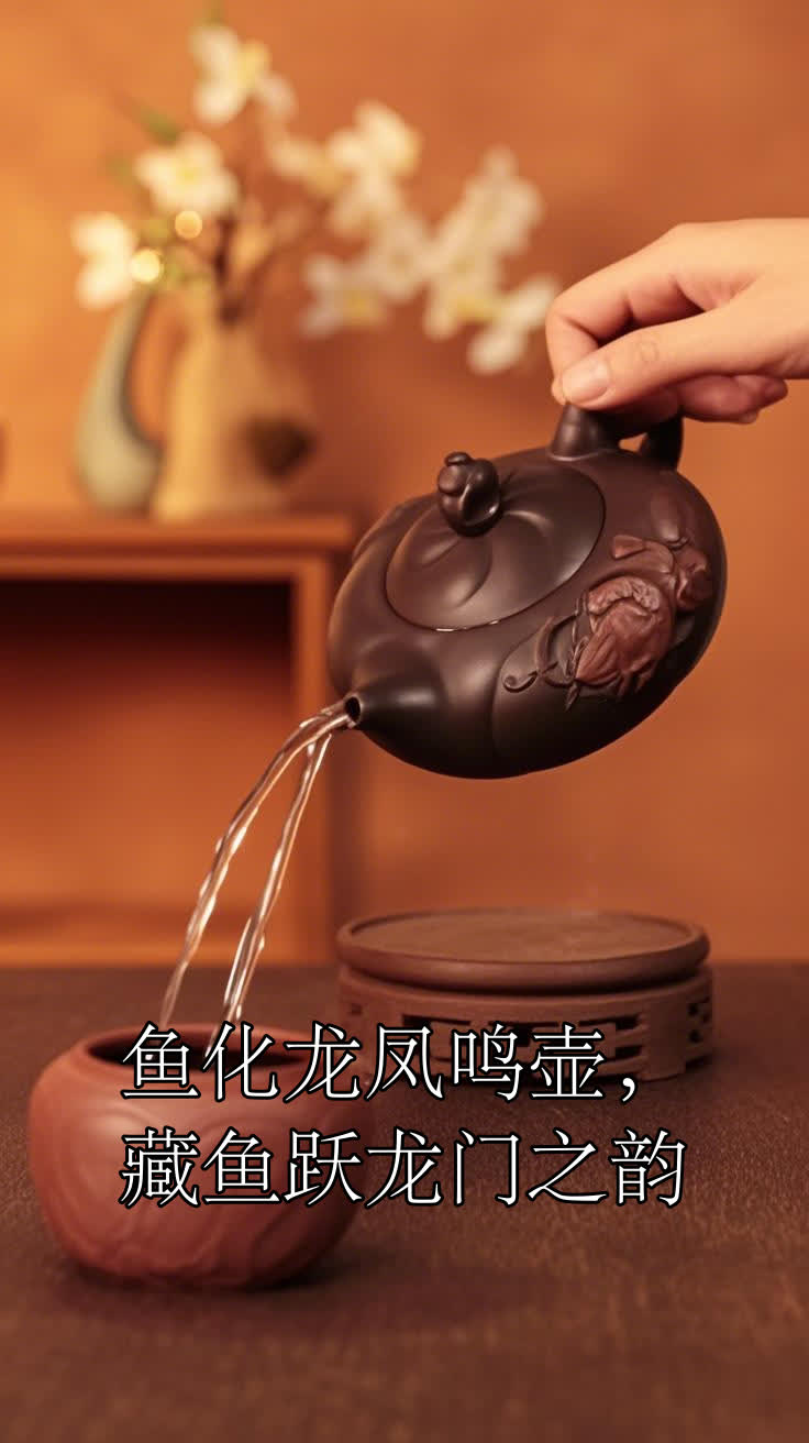 鱼化龙凤鸣壶,藏鱼跃龙门之韵