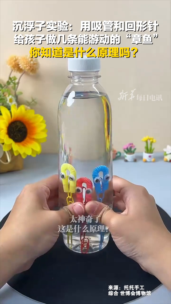 沉浮子实验:用吸管和回形针 给孩子做几条能游动的“章鱼”