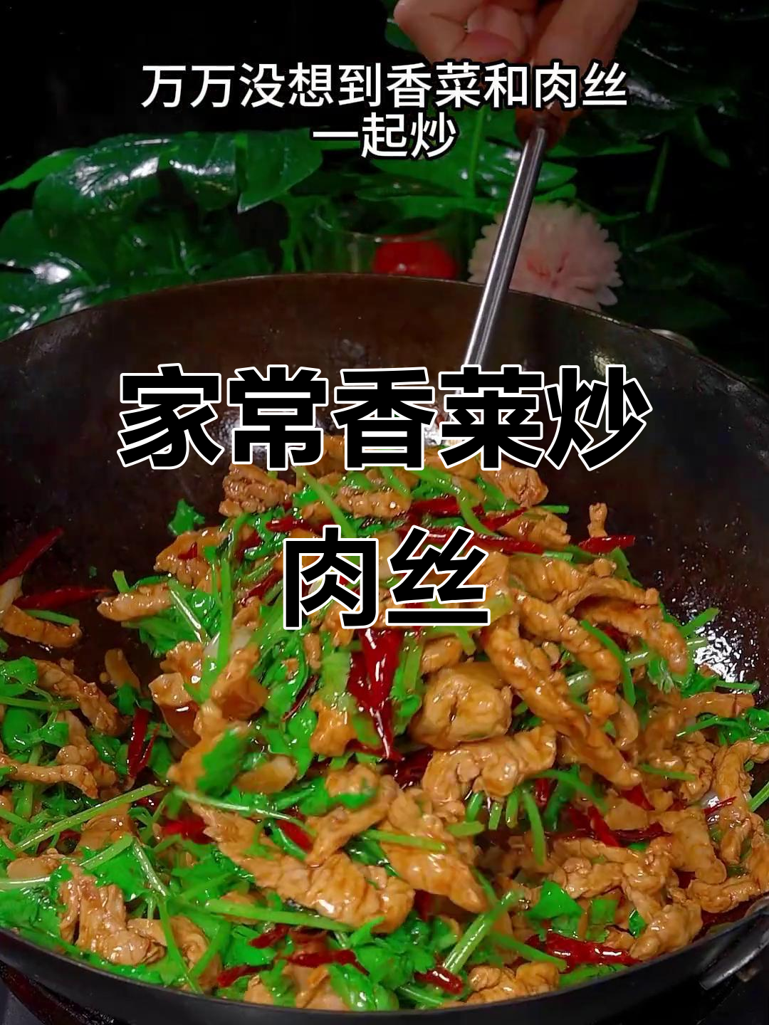 香菜炒肉丝,家常下饭新做法!