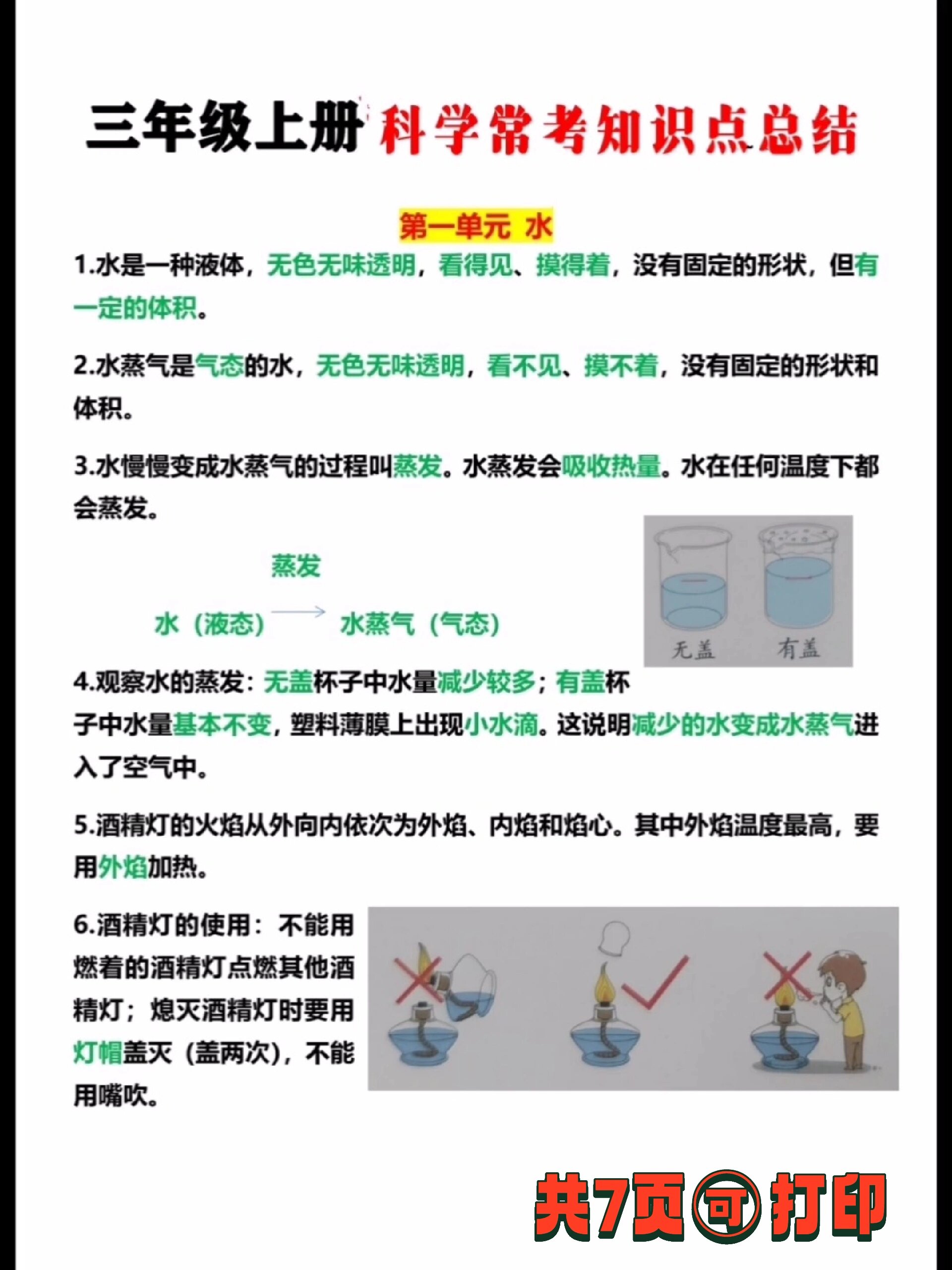 三年级上册科学常考必考知识点归纳总结