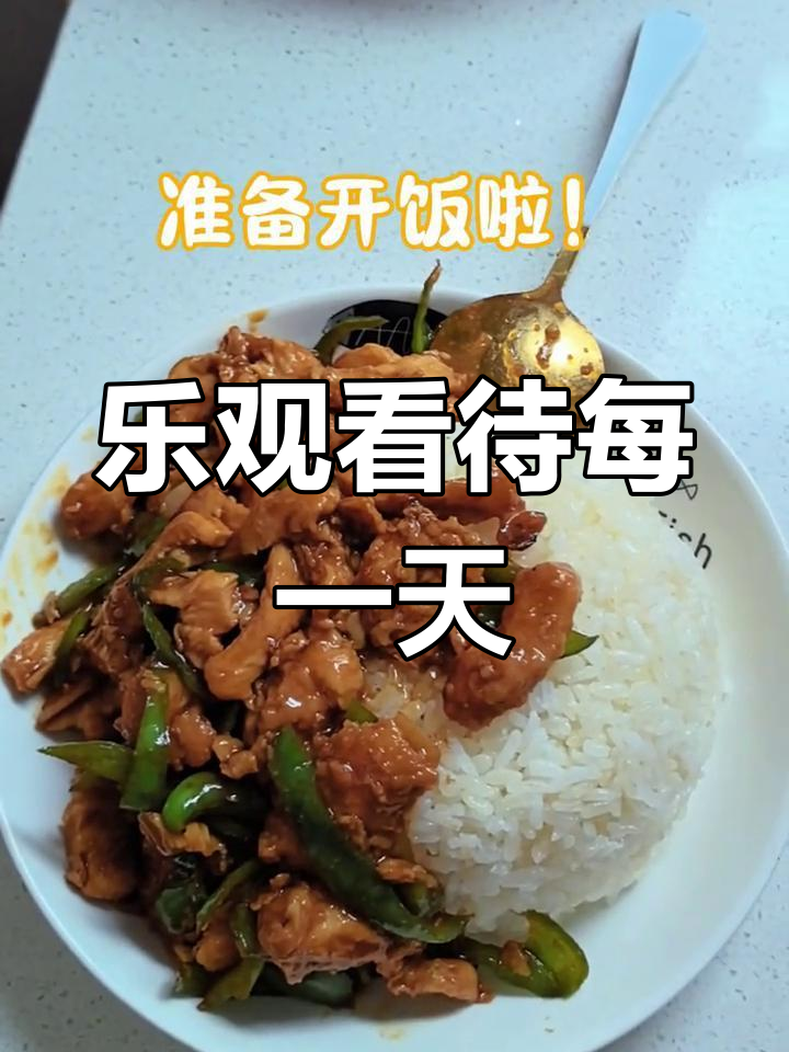保持乐观,享受每一顿美食,青椒肉丝盖饭来啦!