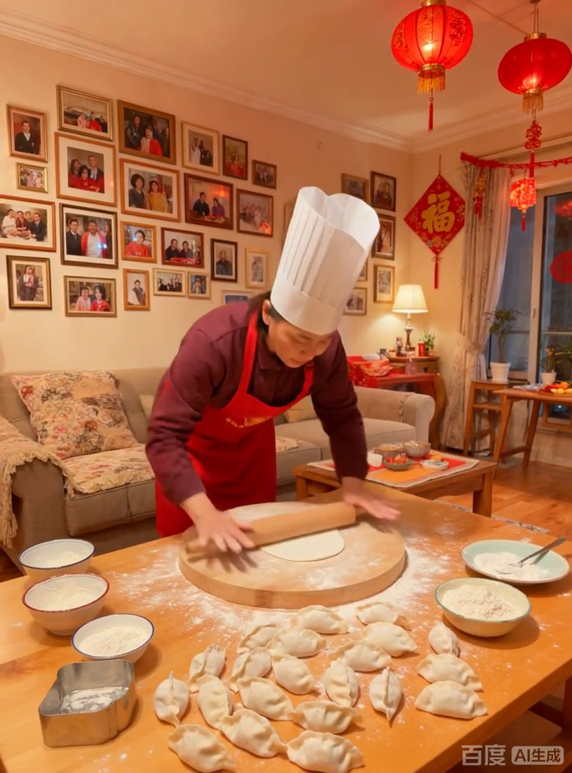 高帽大厨春节包饺子