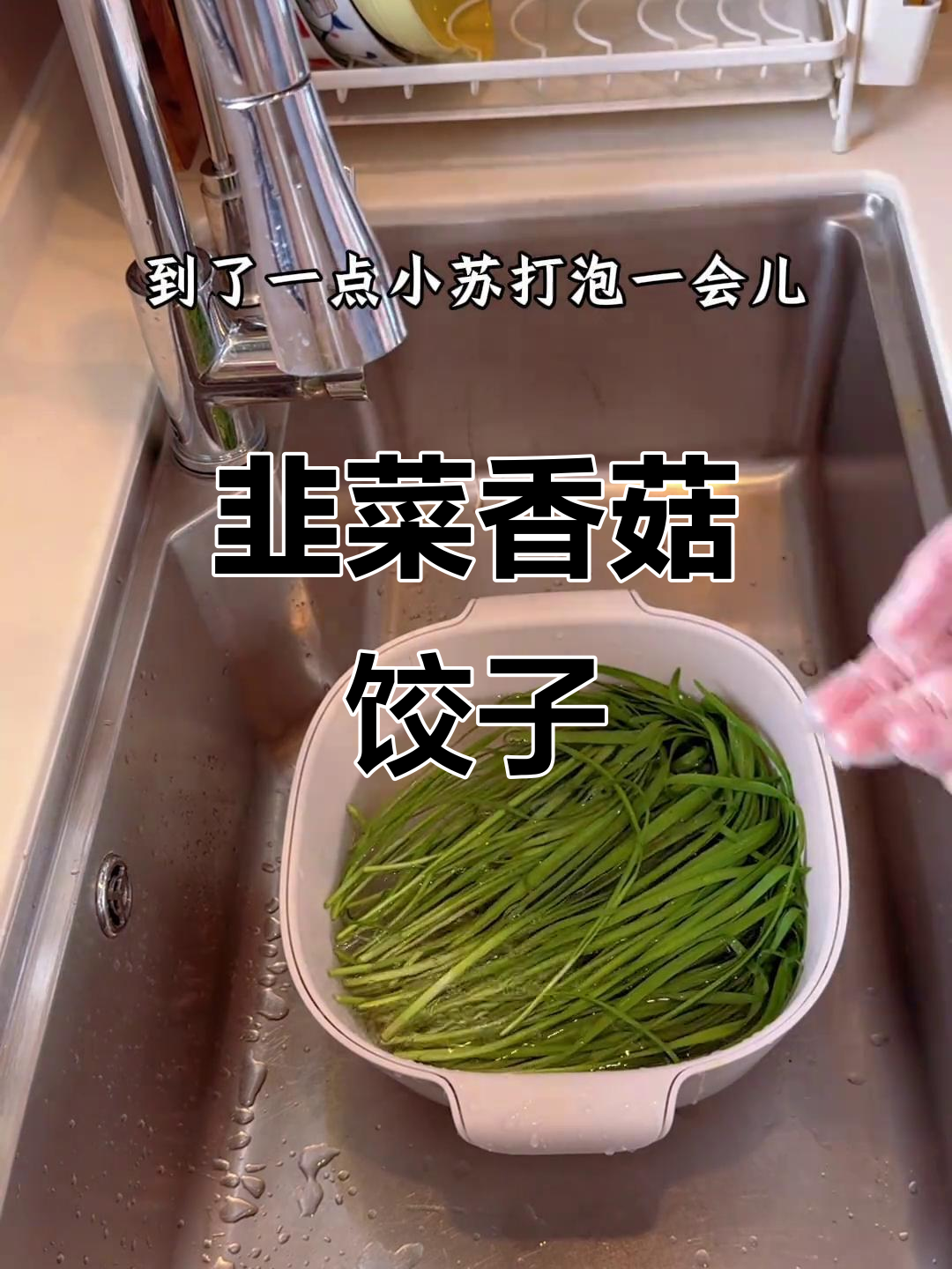 周六早餐:韭菜香菇肉馅饺子,简单又美味