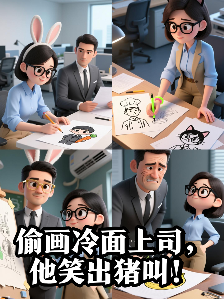 偷画冷面上司成搞笑简笔画,被发现后他竟笑出猪叫!