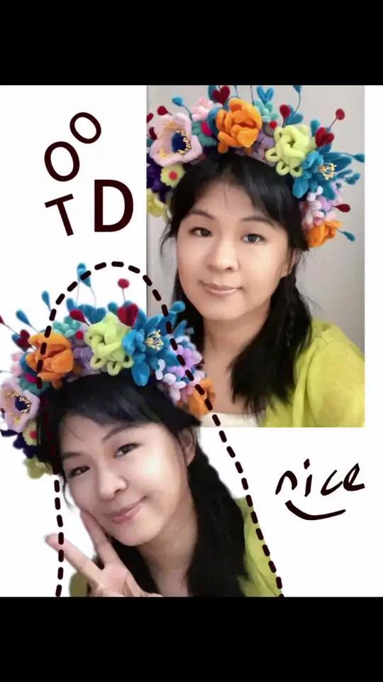 创作灵感 原来女人无论多大年纪,都是爱花花的。扭扭棒 手工头饰 手工制作 簪花