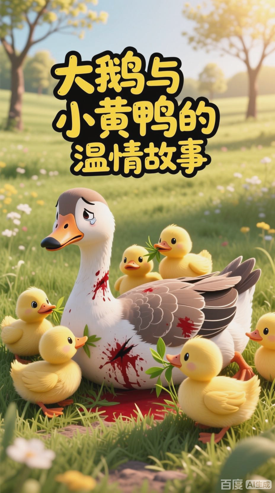 受伤大鹅与哭泣小黄鸭