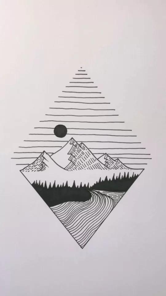 ins风简笔画「今日份风景简笔画」