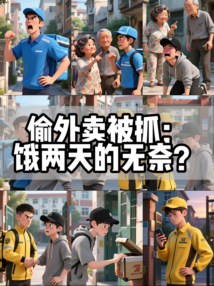 “我真没吃饭 放过我吧！” 帽子男偷外卖被骑手抓现行