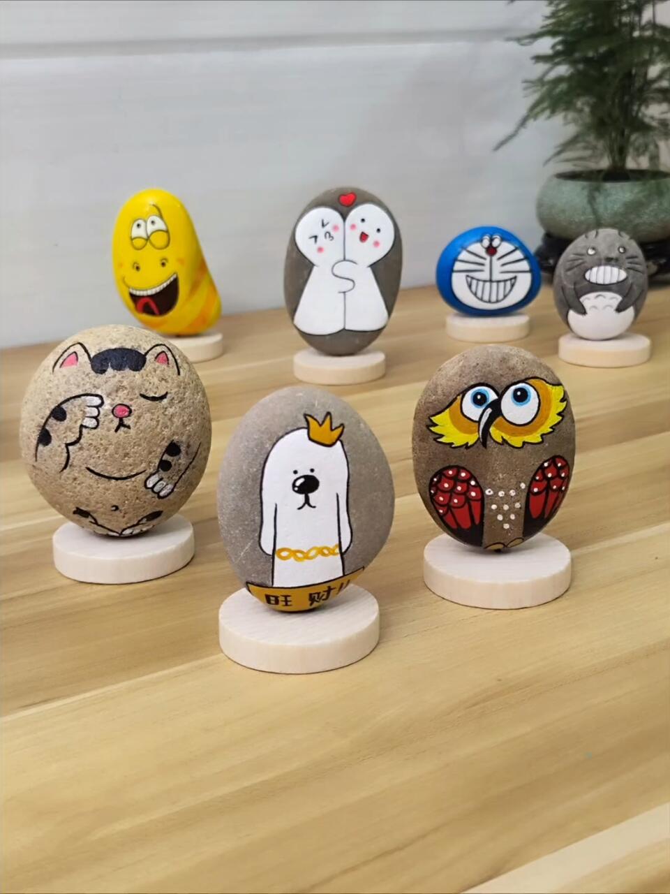 把鹅卵石做成了摆件,你看它可不可爱?
