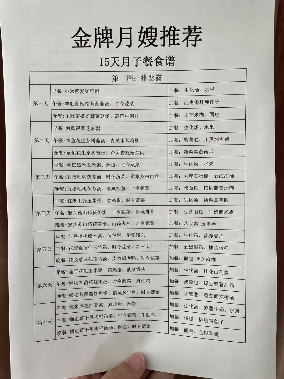科学调理小月子 15天完整食谱收藏起来~