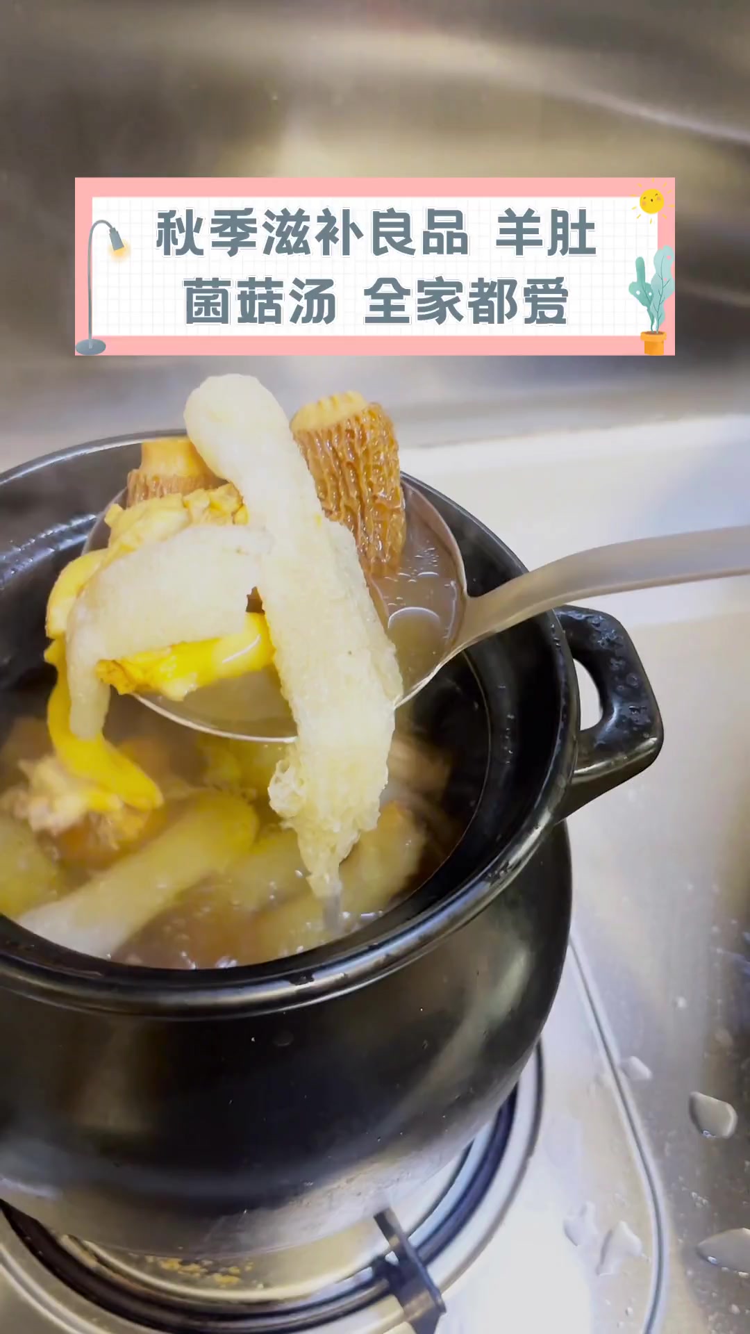 秋季滋补良品,羊肚菌菇汤,全家都爱