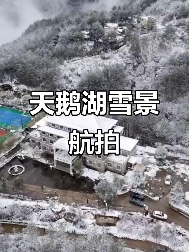 重庆奉节天鹅湖雪景无人机航拍,美不胜收