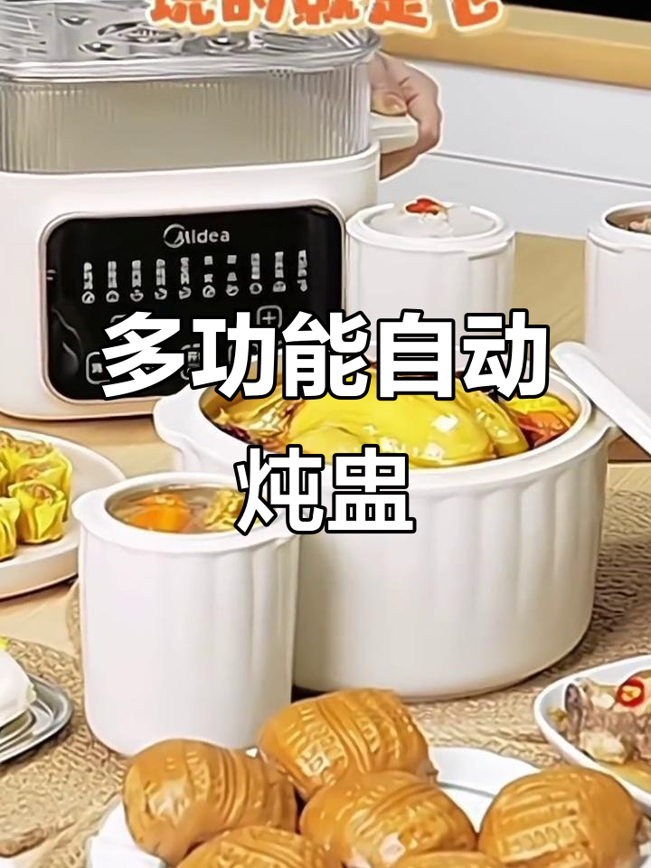 美的全自动隔水炖电蒸锅,一锅搞定五胆功能,24小时预约更方便