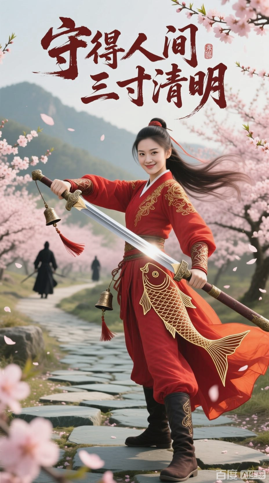 女侠拔剑，武侠风范尽显