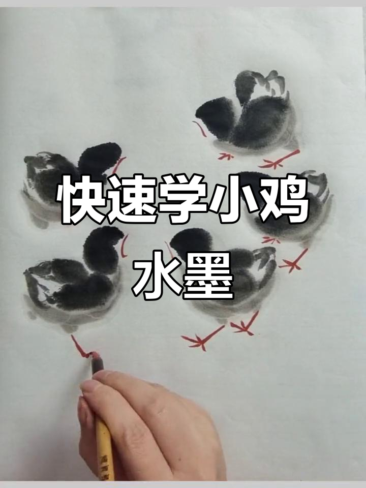 一分钟学会画四面八方的小鸡,国画入门教程