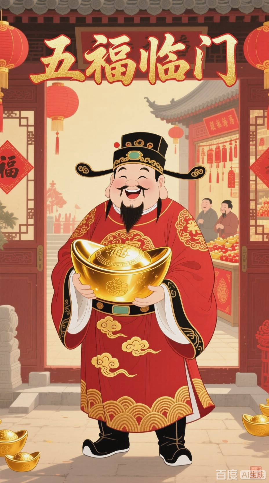 五福临门，金元宝送福