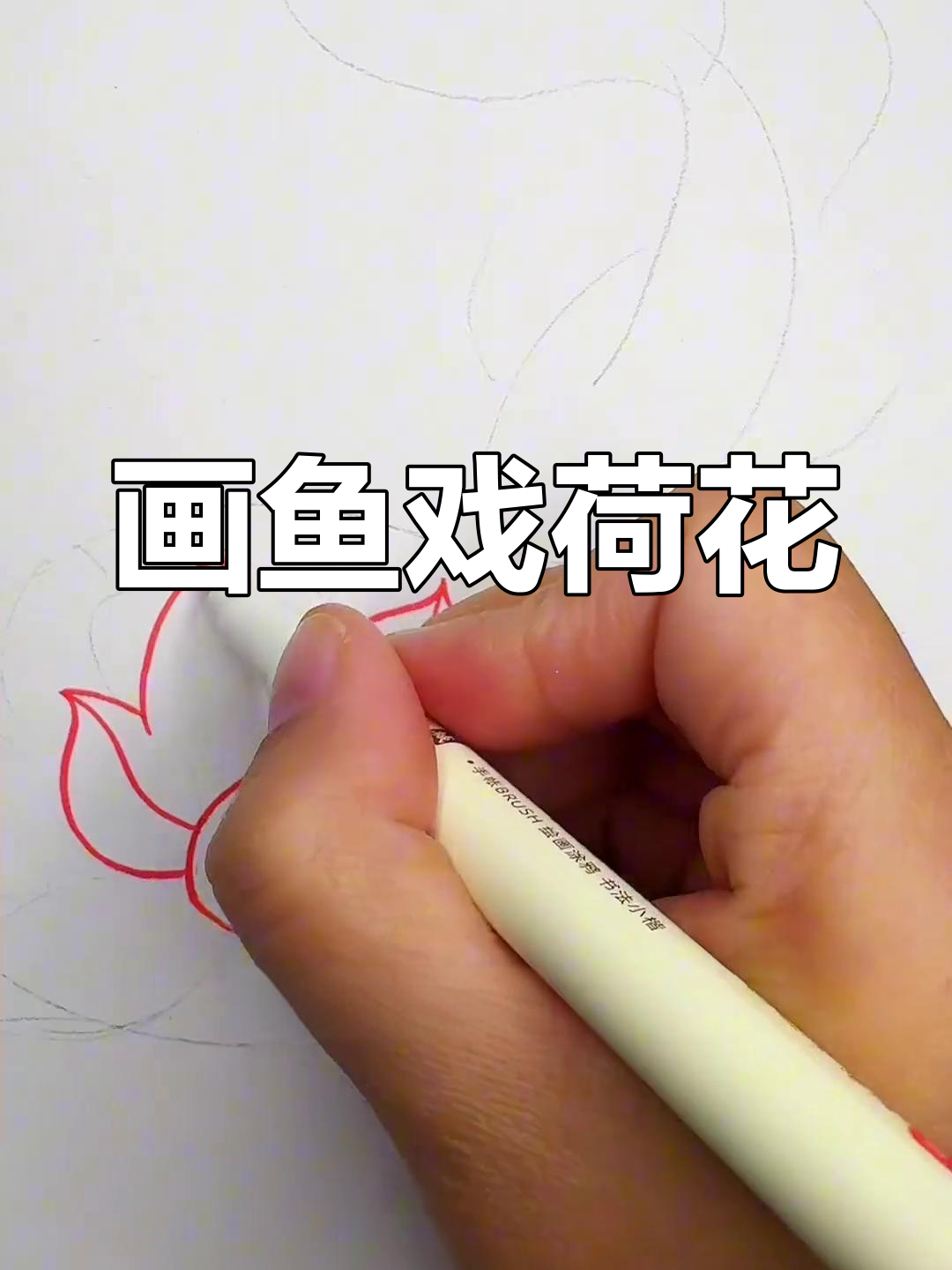 鱼戏荷花图,彩铅手绘教程