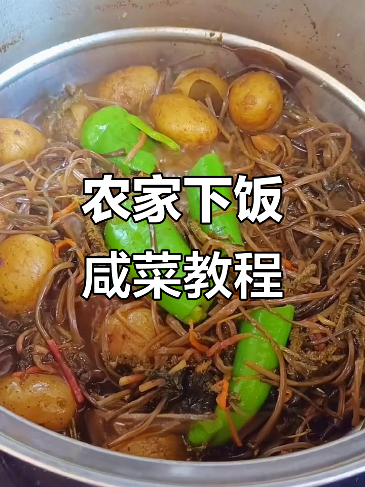 农家下饭菜:耙蒿熬地瓜梗,小土豆咸菜一学就会