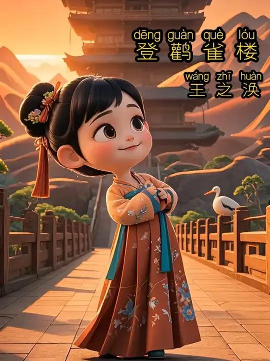 登鹳雀楼 儿童启蒙儿童动画古诗配画原创动画登鹳雀楼白日依山尽,黄河入海流。欲穷千里目,更上