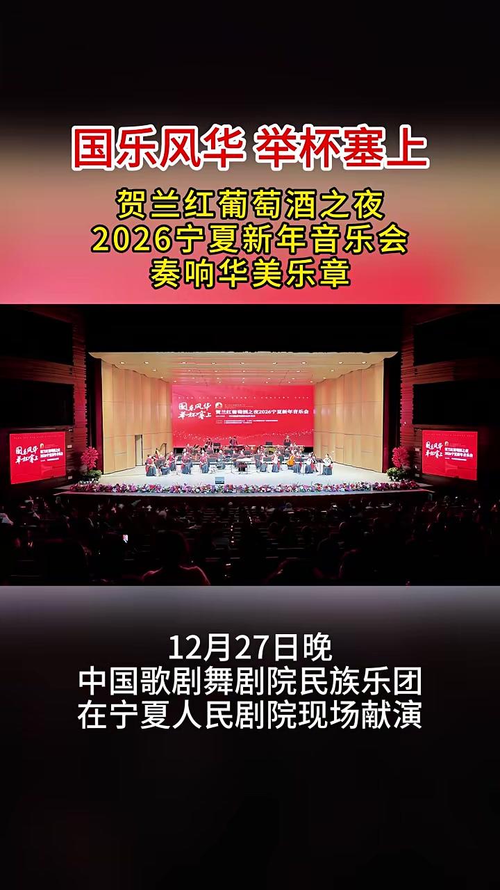 12月27日晚,由中国歌剧舞剧院民族乐团现场献演的“国乐风华举杯塞上”贺兰红葡萄酒之夜20