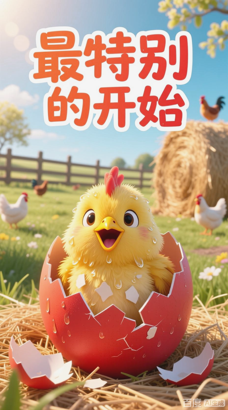 小鸡破壳,生命初啼