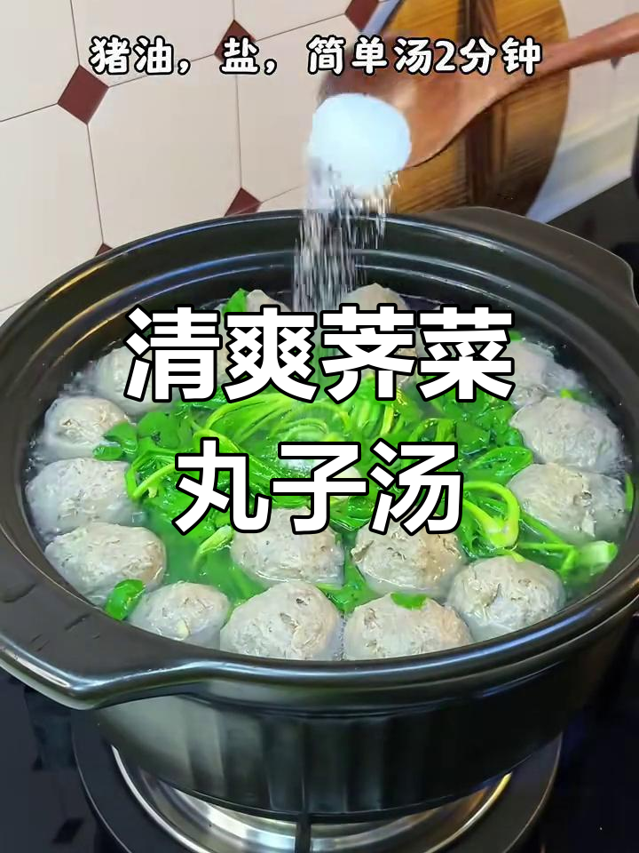 荠菜丸子汤,解腻又清爽,砂锅美食让你幸福感爆棚