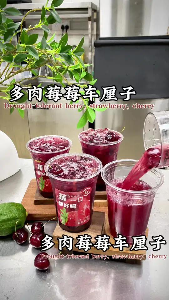 茶百道同款-多肉莓莓车厘子，车厘子草莓季来临，快动手复刻起来！#茶百道新品车厘子草莓今天解