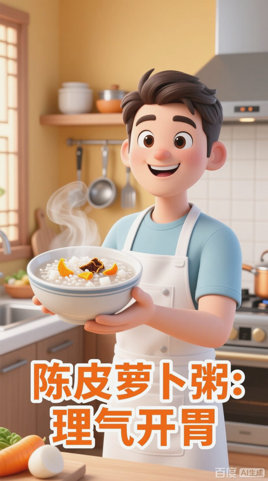 陈皮萝卜粥,理气又开胃