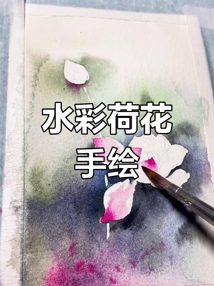 荷花水彩画教程,轻松画出清新古风花卉