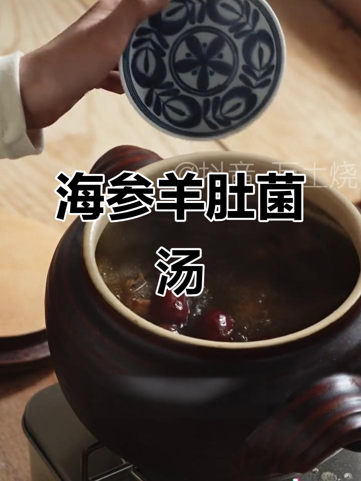 传统海参羊肚菌炖鸡汤,热腾腾的滋补美味