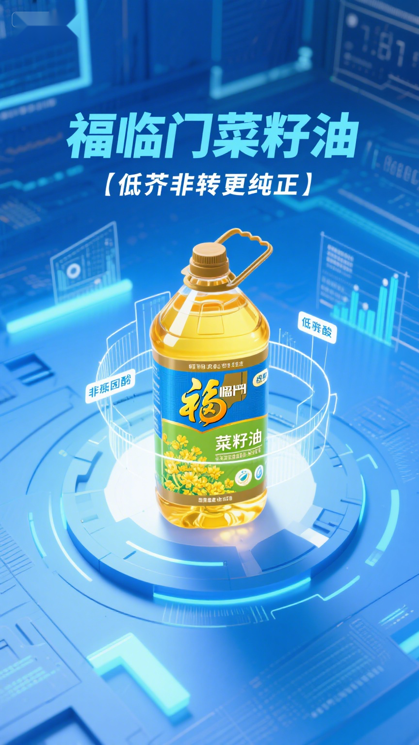 福临门菜籽油，低芥非转更纯正