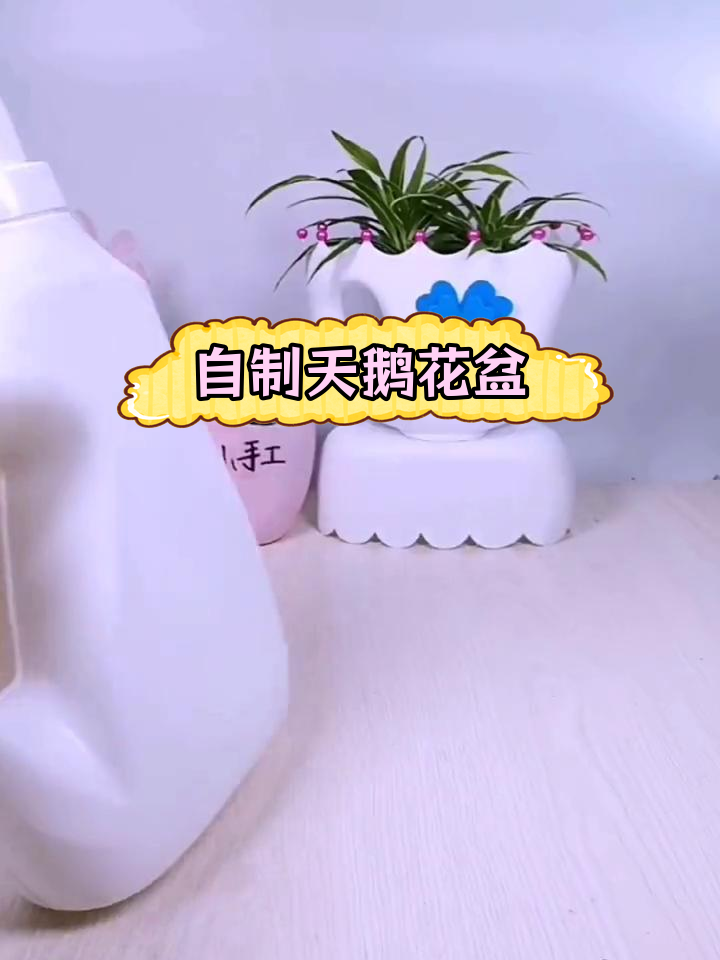 洗衣液瓶变双头天鹅花盆