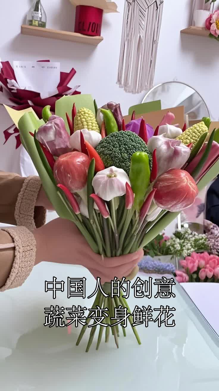 中国人的创意蔬菜变身鲜花