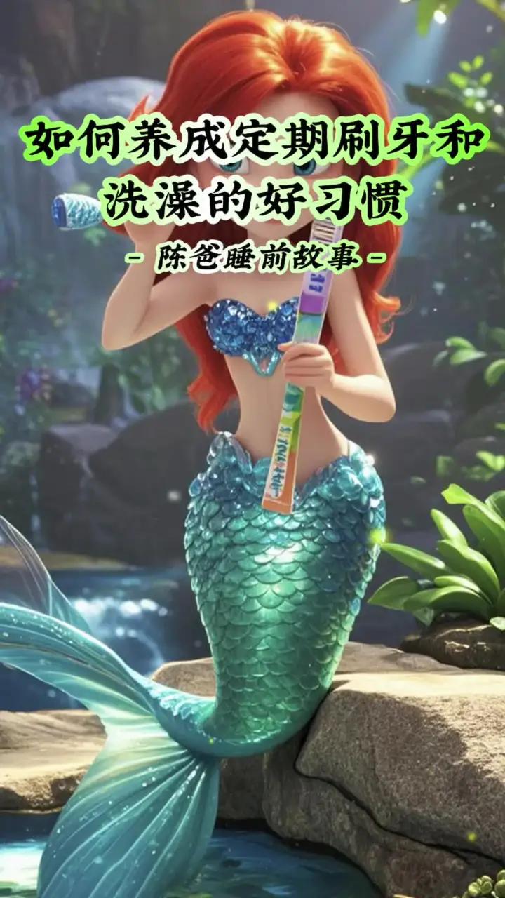 儿童睡前故事《如何养成定期刷牙和洗澡的好习惯》迪士尼动画绘本 从那以后,爱丽儿不仅自己坚持
