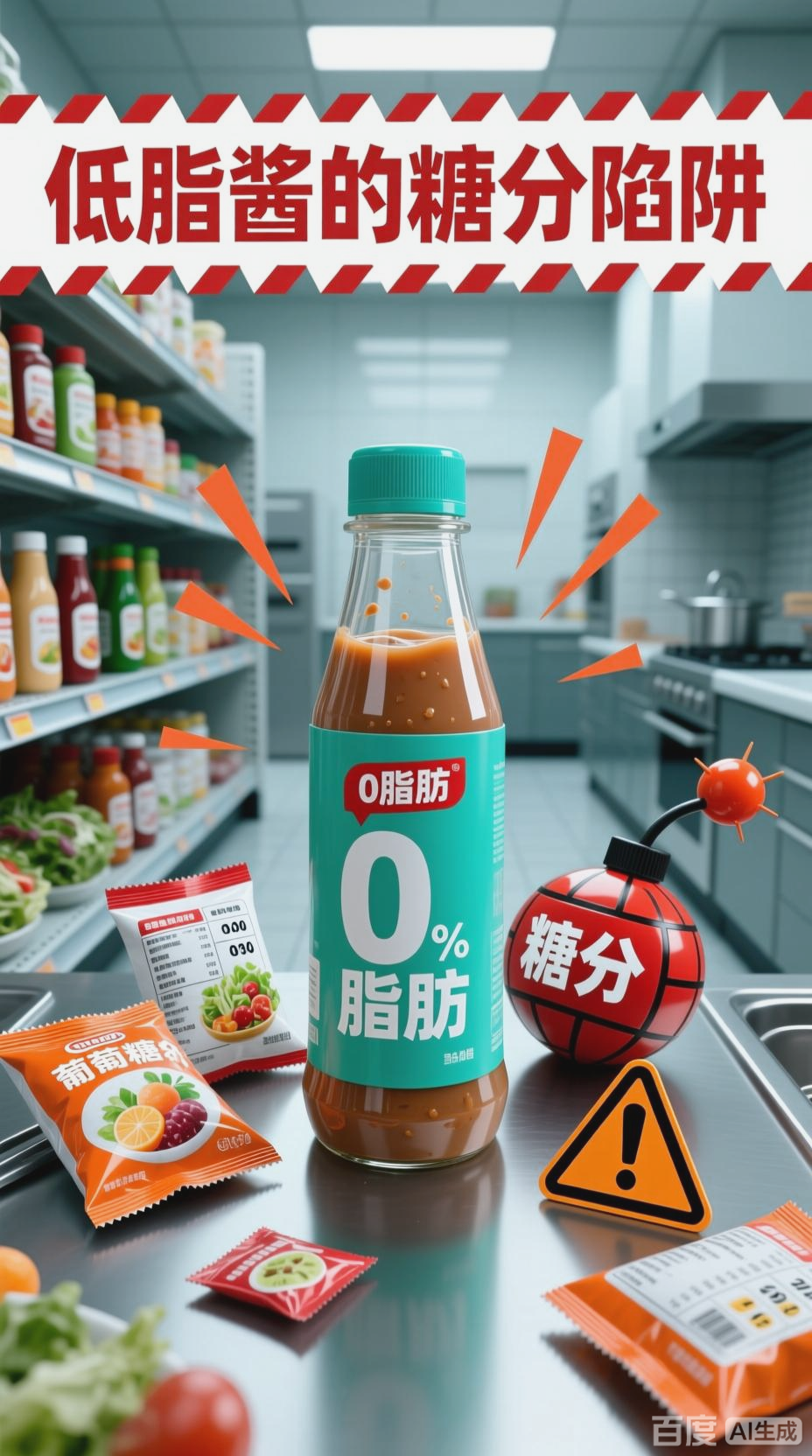 超市“低脂沙拉酱”糖爆表,配料第二位就是隐形凶手