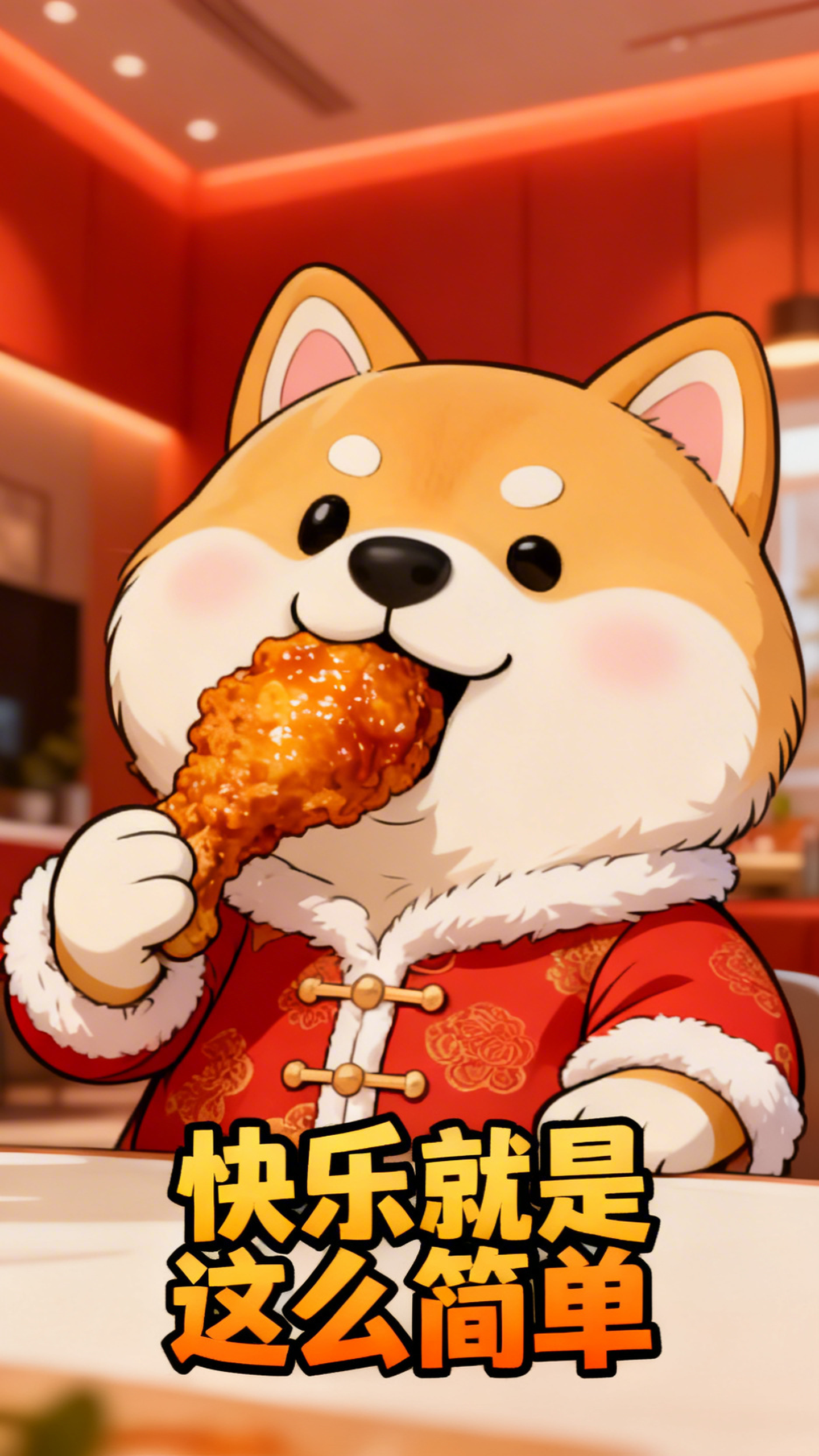 卡通柴犬小包吃炸鸡腿