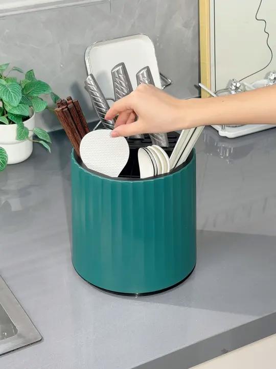 厨房台面乱糟糟的,就试试这个厨房旋转刀架,置物架台面多功能筷子筒刀架一体收纳盒家用菜刀架子