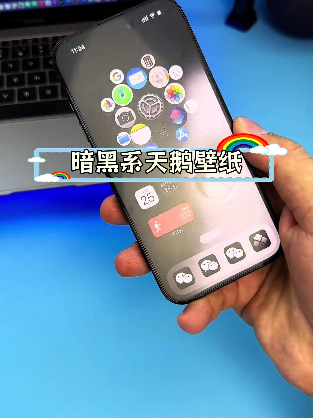 高级感天鹅壁纸,黑白搭配简约大气