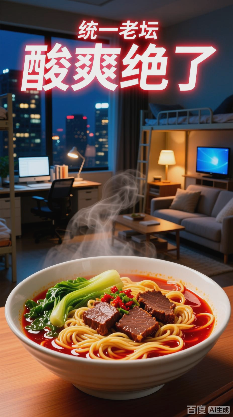 统一老坛酸菜牛肉面，酸爽美味