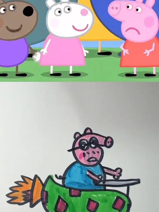 小猪佩奇动画片简笔画 卡通画 动画片 启蒙早教 小猪佩奇动画片简笔画