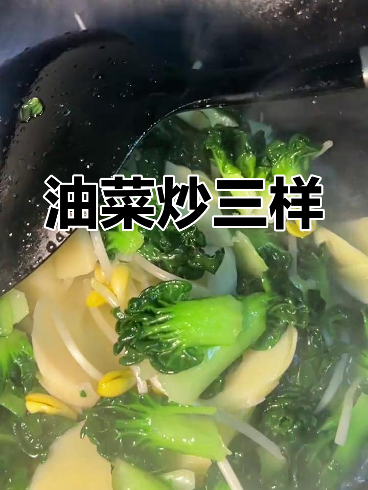 跟着妈妈学做家常菜:油菜炒冬笋黄豆芽