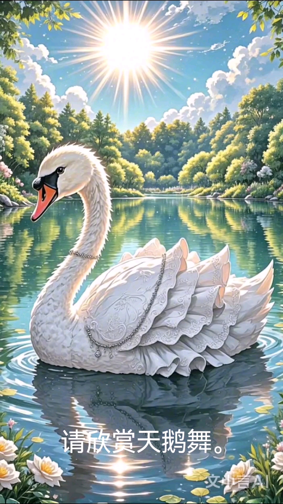 欣赏天鹅舞，活泼的卡通女孩舞蹈
