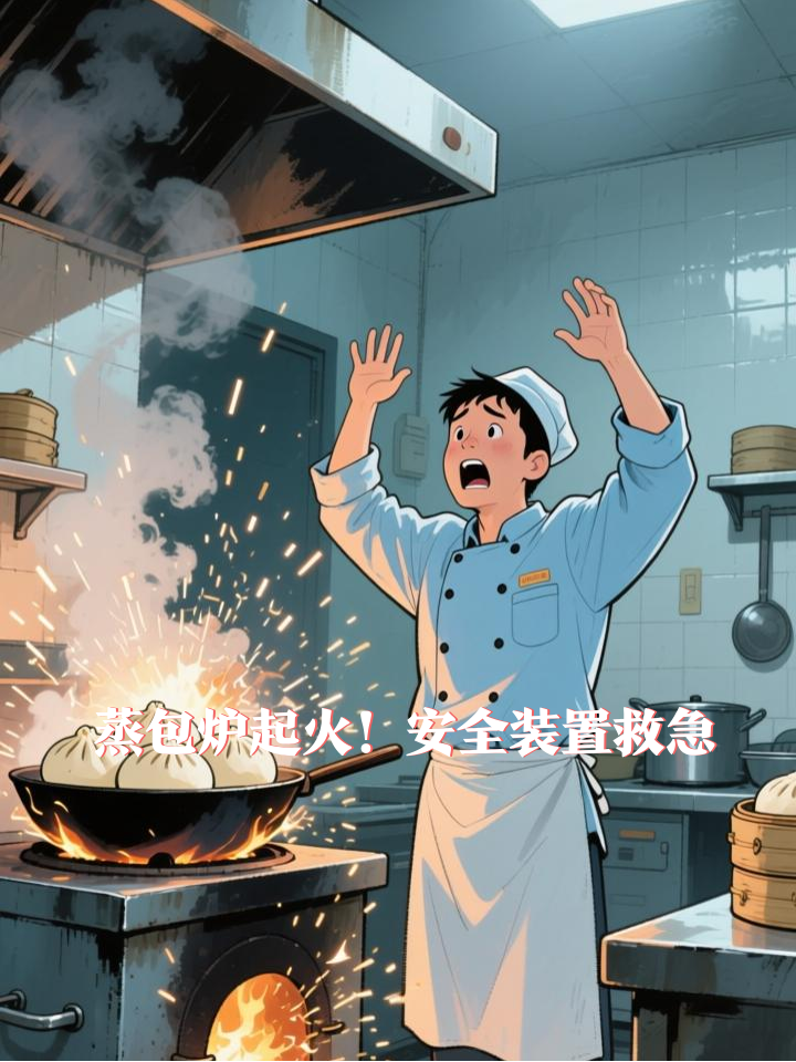 早餐店蒸包炉突然着火，店员急忙大喊：着火了，网友：幸亏店里的灭火装置过关